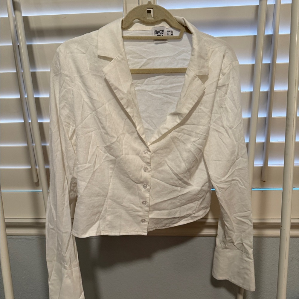 Princess Polly Women's Cream Button-Down Shirt
